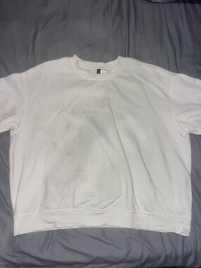 H&M White Crewneck Sweatshirt with White Writing